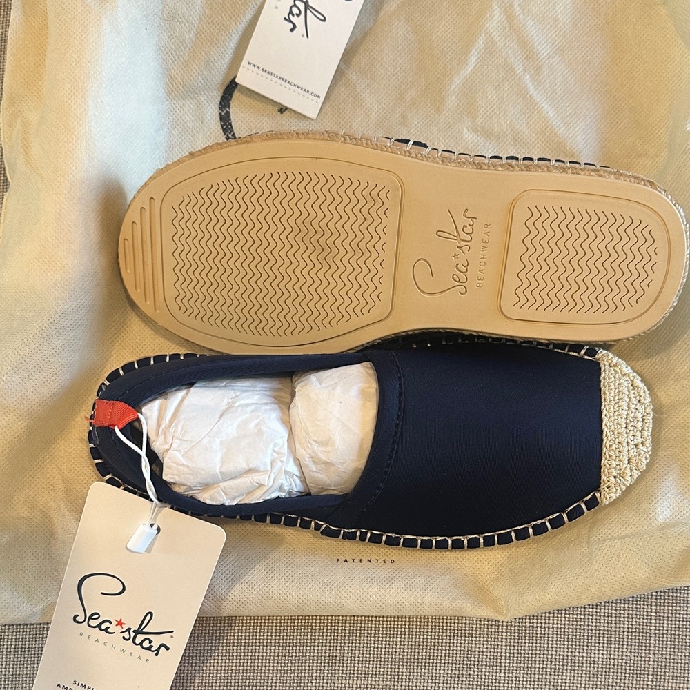 Seastar Navy Espadrilles with Tan Sole